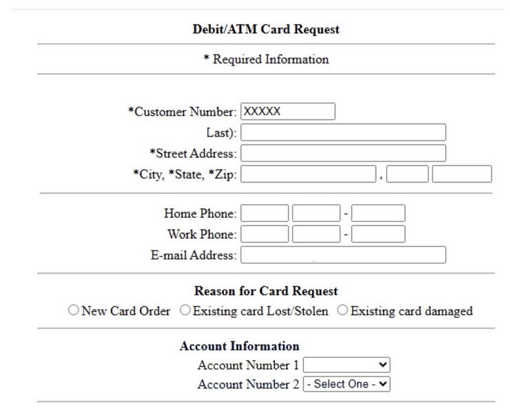 Debit/ATM Card Request
